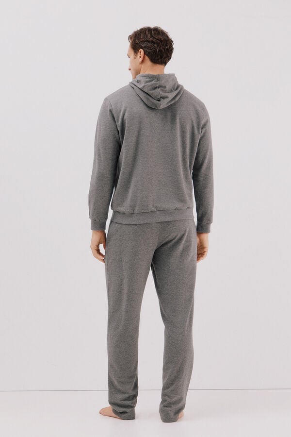 Cortefiel Fleece jersey-knit pyjamas set Dark grey