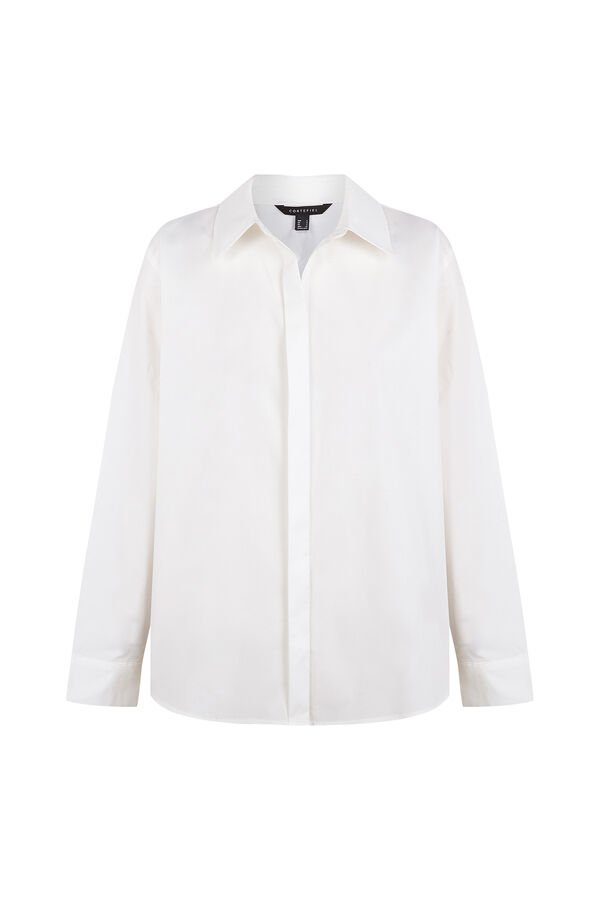 Cortefiel Shirt collar shirt White