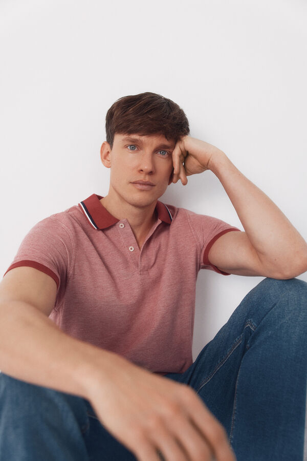 Cortefiel Oxford polo shirt Pink