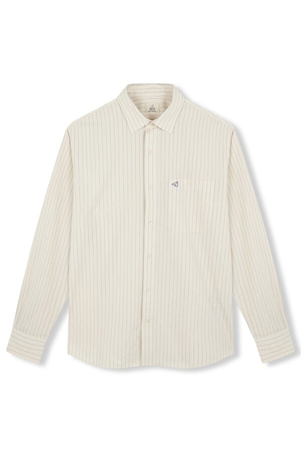 OOTO Camisa riscas estruturada Ecru