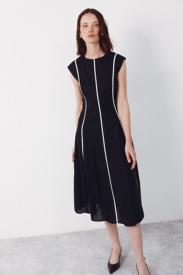 Cortefiel contrasting dress Black