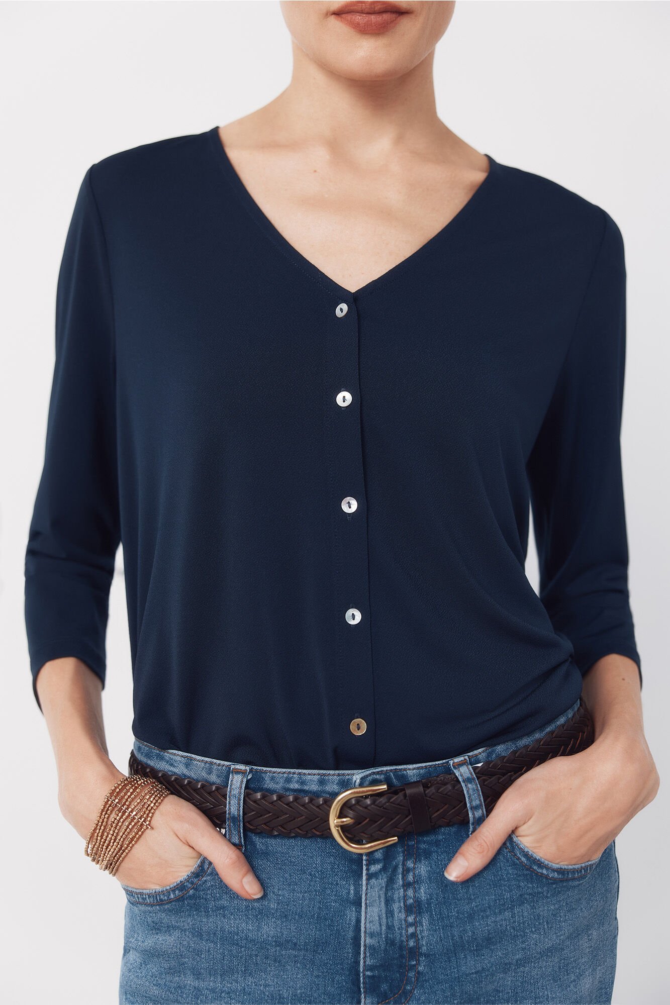 Cortefiel V- neckline top with buttons