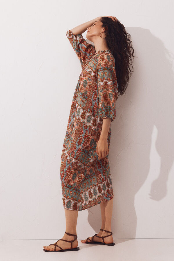 Cortefiel Caftan estampado amplio Estampado naranja