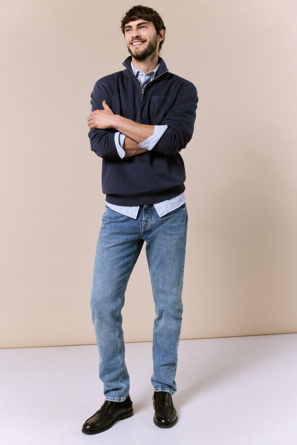 OOTO Sweatshirt com gola vespa Azul