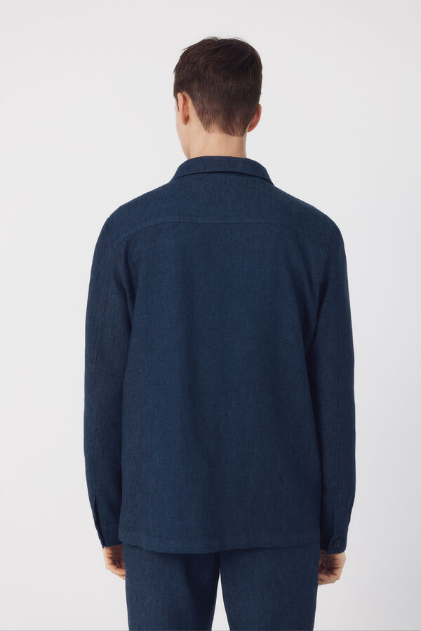 Cortefiel Americana mistura linho coordenada Azul