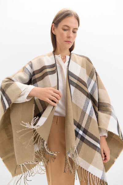 Cortefiel plain reversible poncho Printed beige