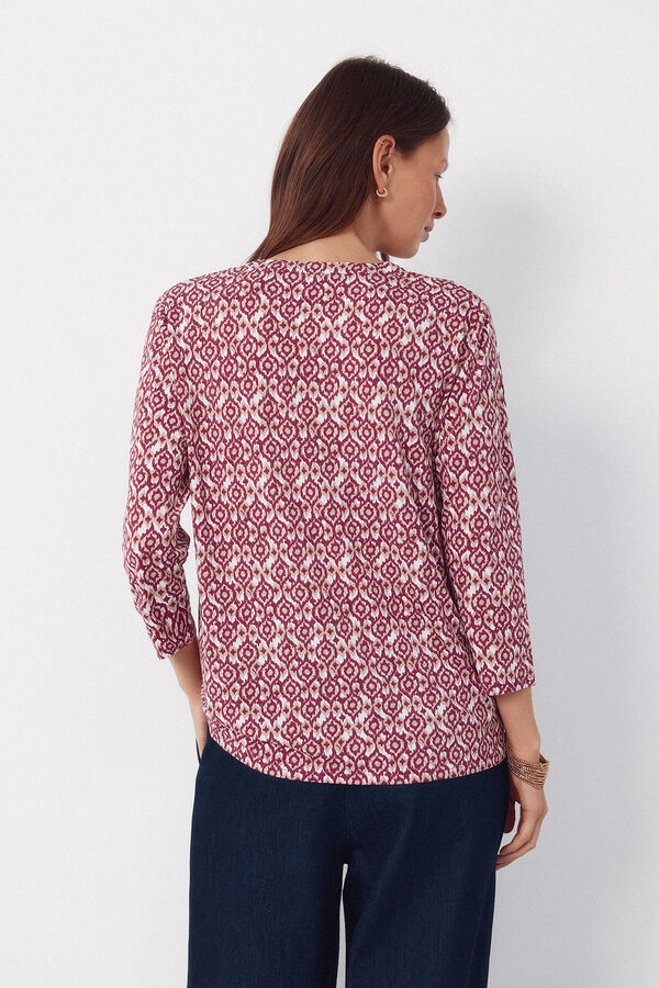 Cortefiel Basic top with mandarin collar Printed brown
