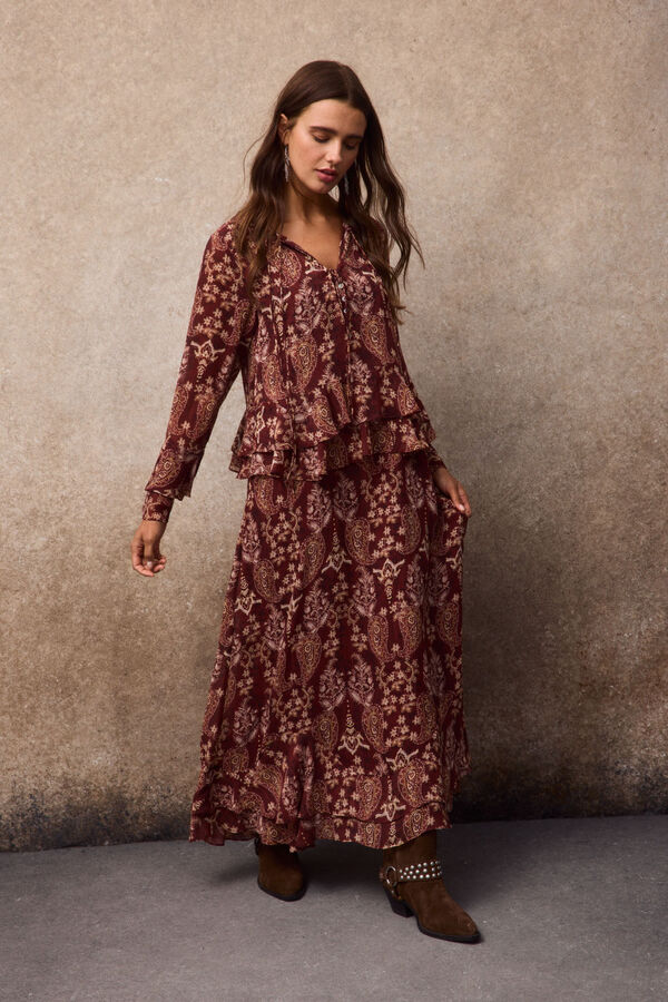 Slowlove Printed fluid dress Printed red