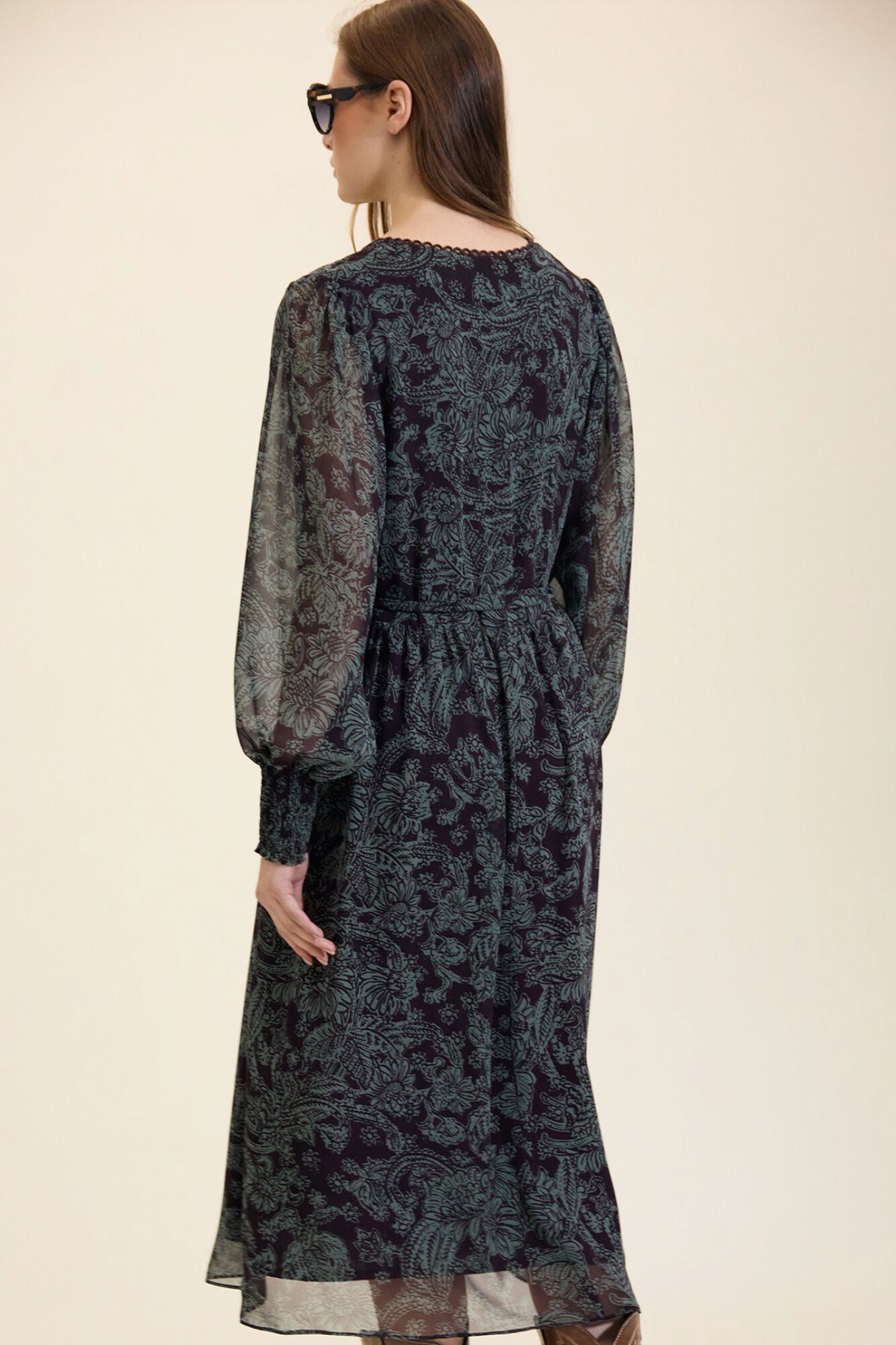 Meisie Vestido comprido de chiffon com estampado floral