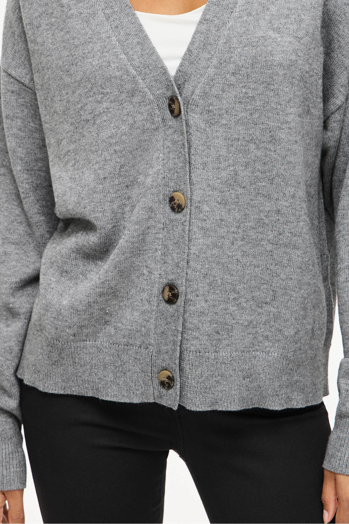 Vila Casaco de malha de malha com bot&otilde;es e viscose