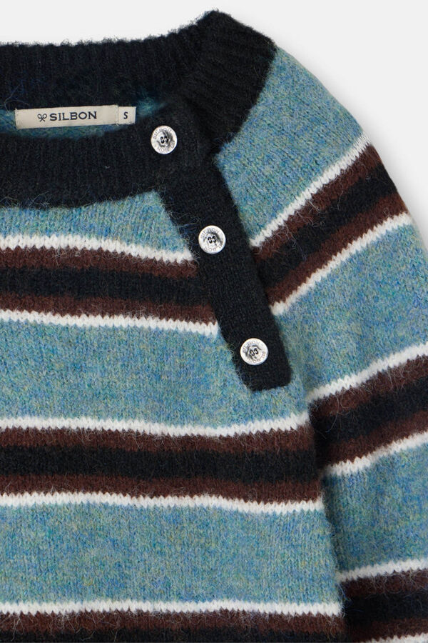 Silbon Camisola riscas com botões Multicolorido