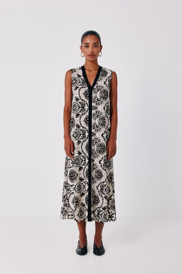 Cortefiel Fluid sleeveless dress Multicolour