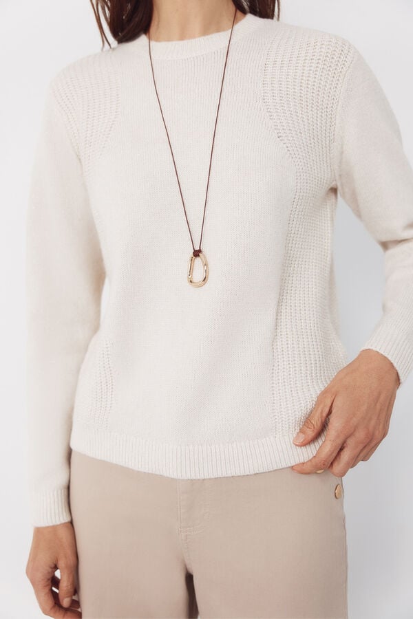 Cortefiel Combined knit jumper Beige