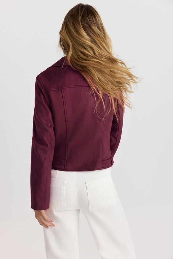 Vero Moda Faux suede biker jacket Maroon
