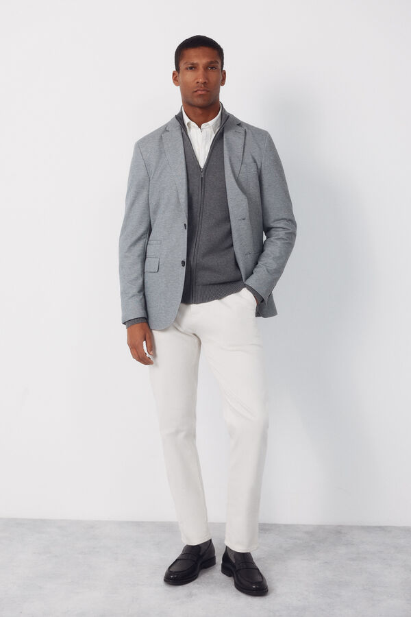 Cortefiel Jersey-knit blazer Grey