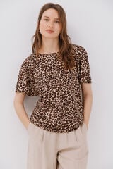 Cortefiel Essential fluid T-shirt Printed brown