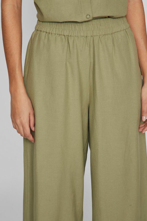 Cortefiel High-waist wide leg trousers Green