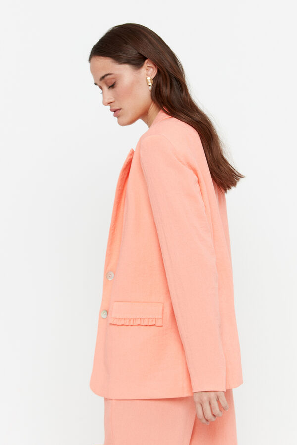 Cortefiel Regular-fit blazer with ruffle details  Pink