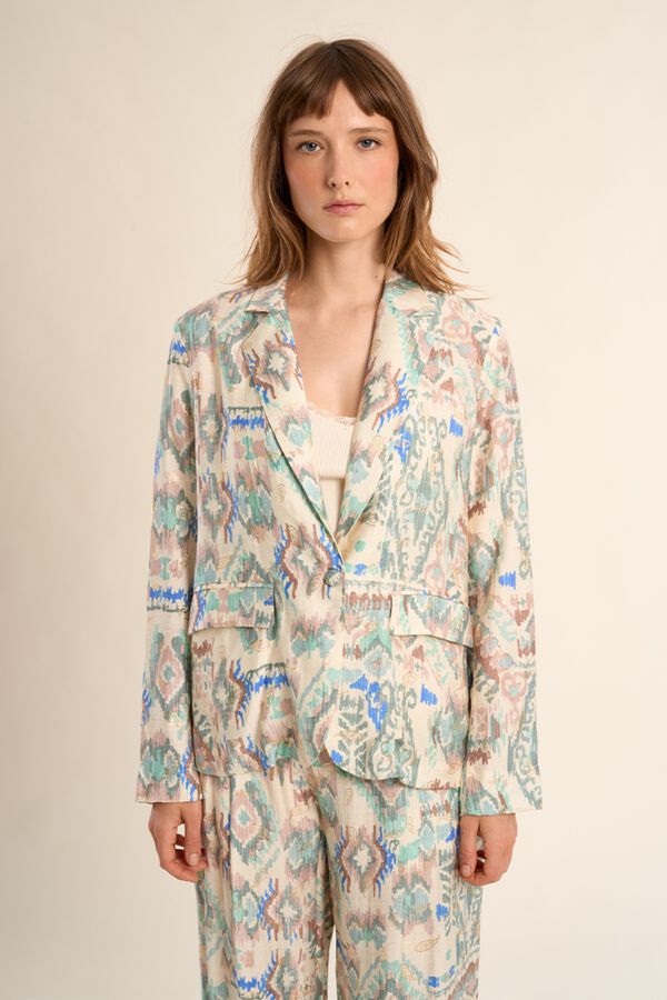 Molly Bracken Blazer de mulher de manga comprida estampado Verde