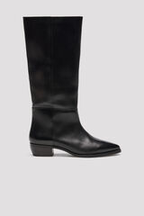Cortefiel Leather high boot Black