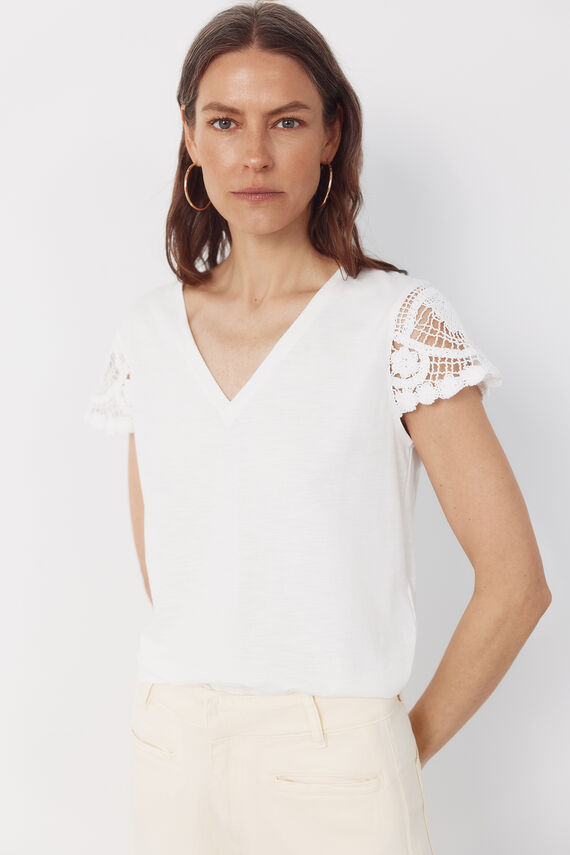 Camiseta manga crochet