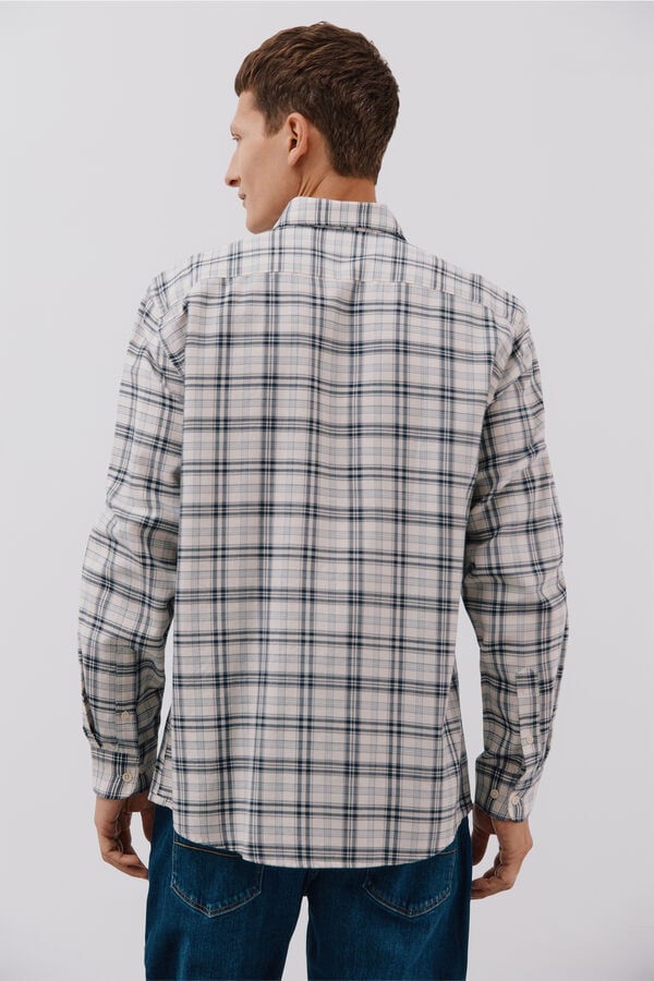 Cortefiel Tencel plaid shirt Ivory