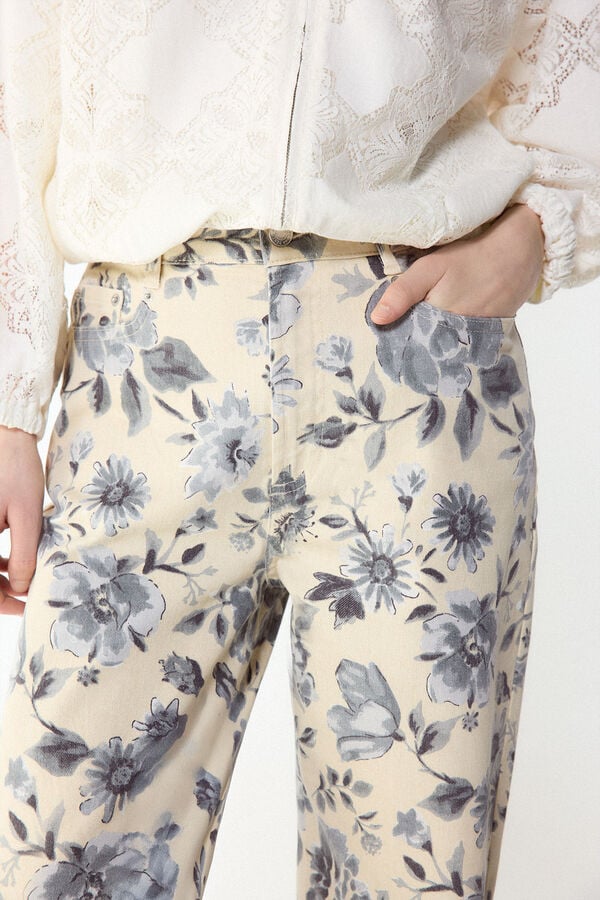 Slowlove Jeans recto flores Multicolorido