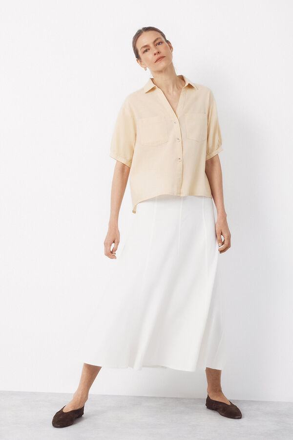 Cortefiel Rustic short sleeve shirt Yellow