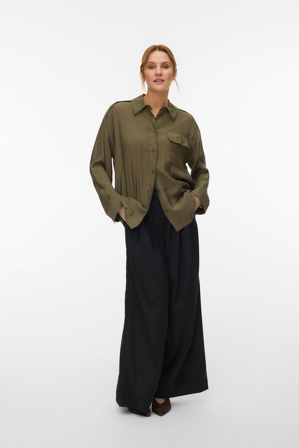 Vero Moda Camisa safari manga comprida Verde