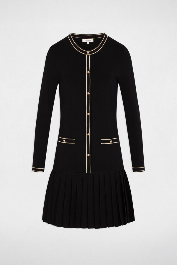 Morgan Vestido de malha com saia plissada Preto