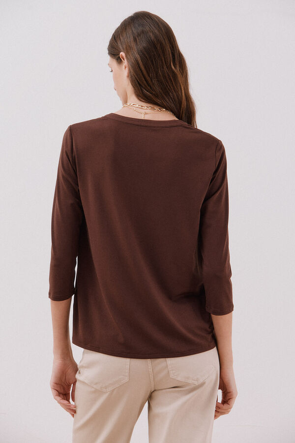 Cortefiel Basic mandarin neckline -shirt Dark brown