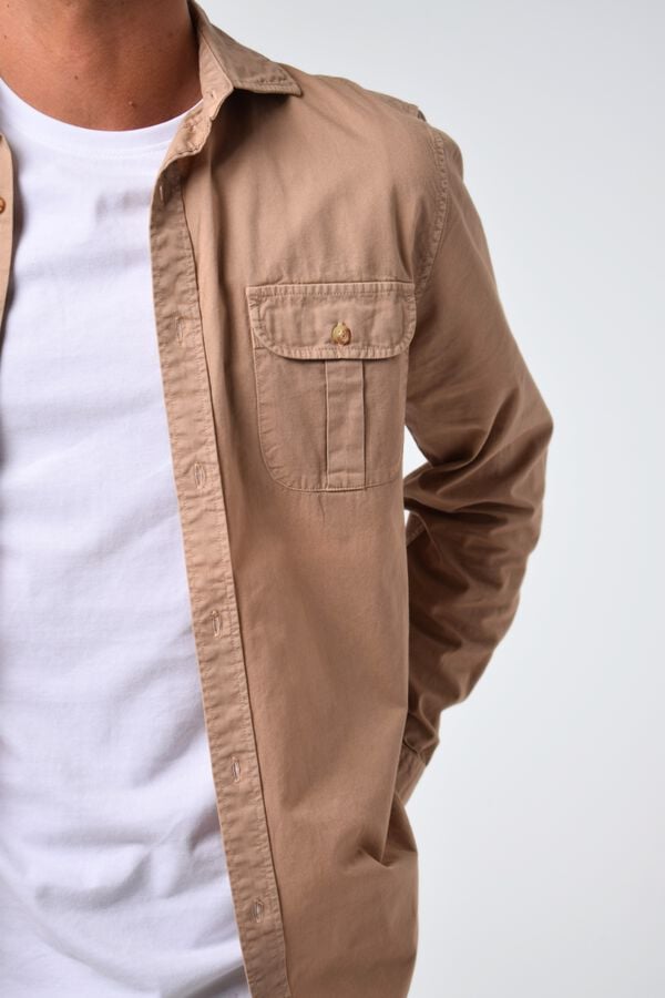 Cloking Camisa com bolsos Castanho