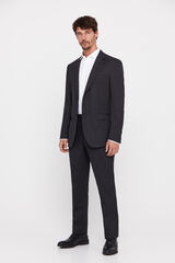 Cortefiel Slim fit micro pattern trousers Dark grey