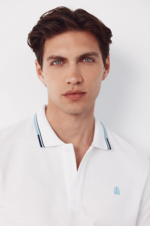 Cortefiel Polo shirt with tips White