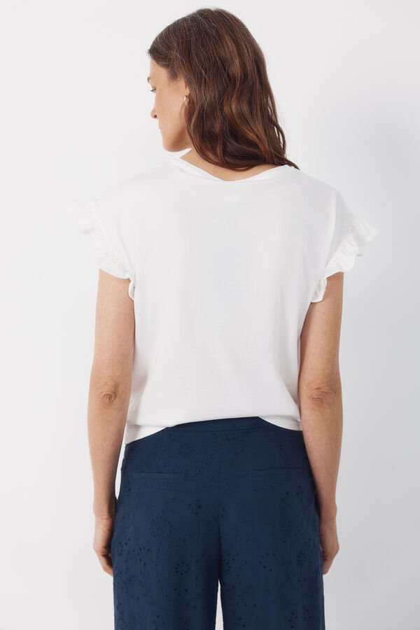 Cortefiel Essential ruffle t-shirt White