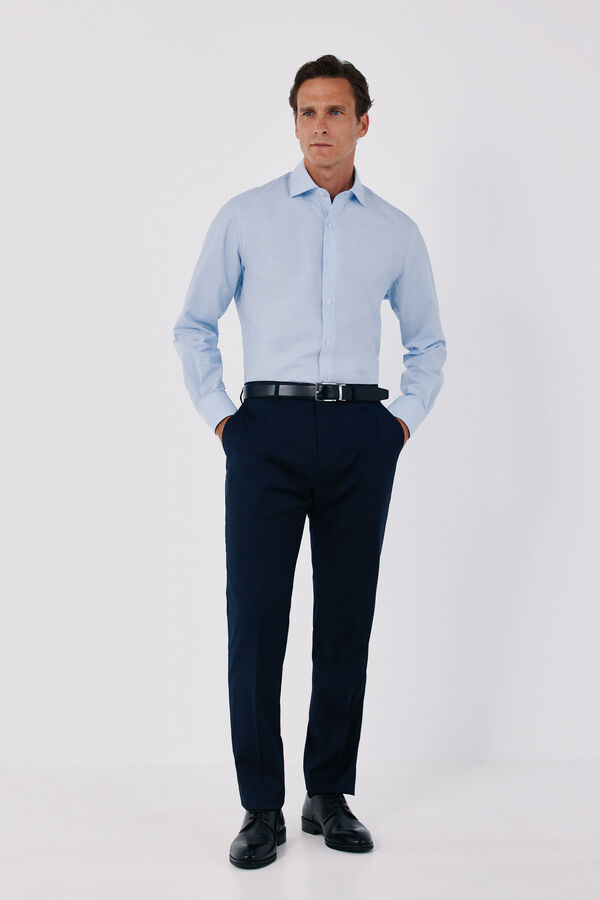 Cortefiel Slim fit Ottoman dress shirt Blue