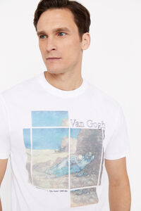 Cortefiel Van Gogh print T-shirt White