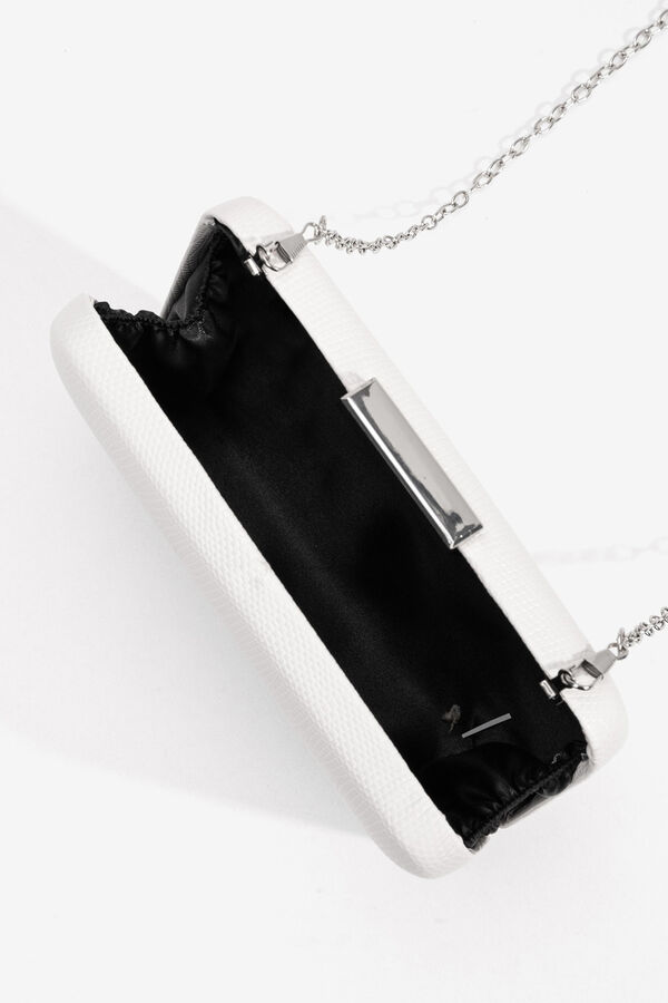 Vilanova Clutch retangular com efeito pele Ecru
