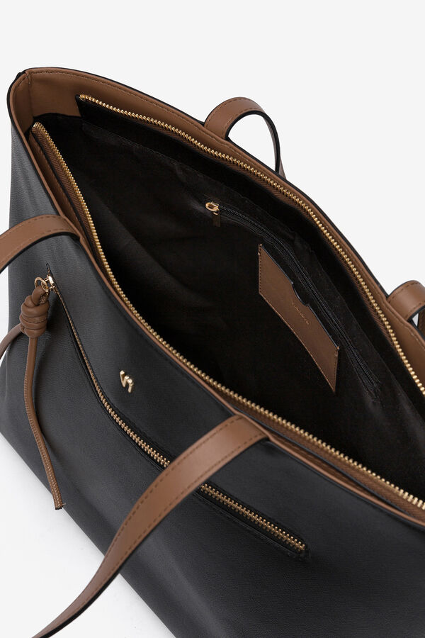 Vilanova Bolso Shopper Efecto Piel Bicolor Negro