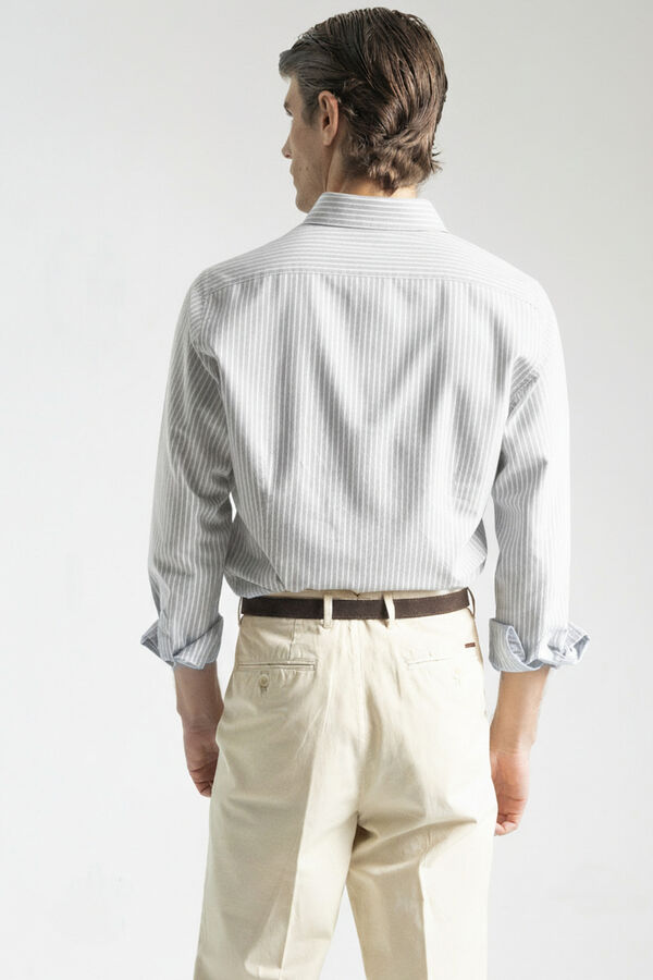 PuroEGO Camisa de riscas em algod&atilde;o oxford Verde