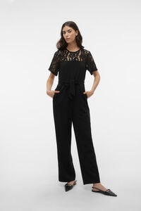 Cortefiel Long jumpsuit with lace details Black