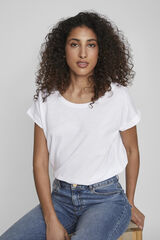 Cortefiel Short-sleeved cotton T-shirt White