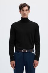 Selected Camisola gola alta 100% l&atilde; merino Preto