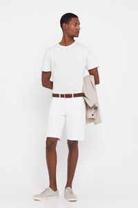Cortefiel Coloured denim Bermuda shorts White