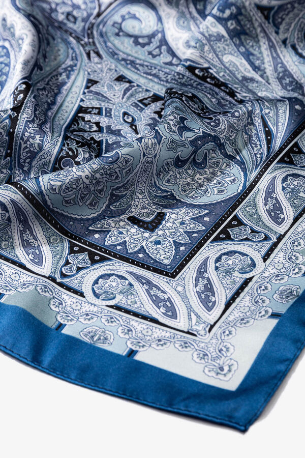 Vilanova Bandana de cetim com estampa paisley Azul