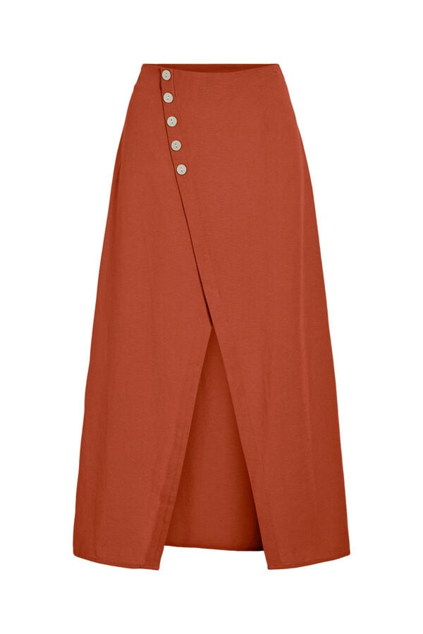 Vila Saia midi cruzada de linho Vermelho