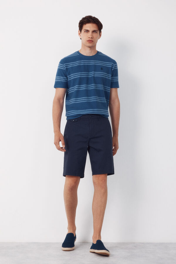 Cortefiel Printed chino Bermuda shorts Navy