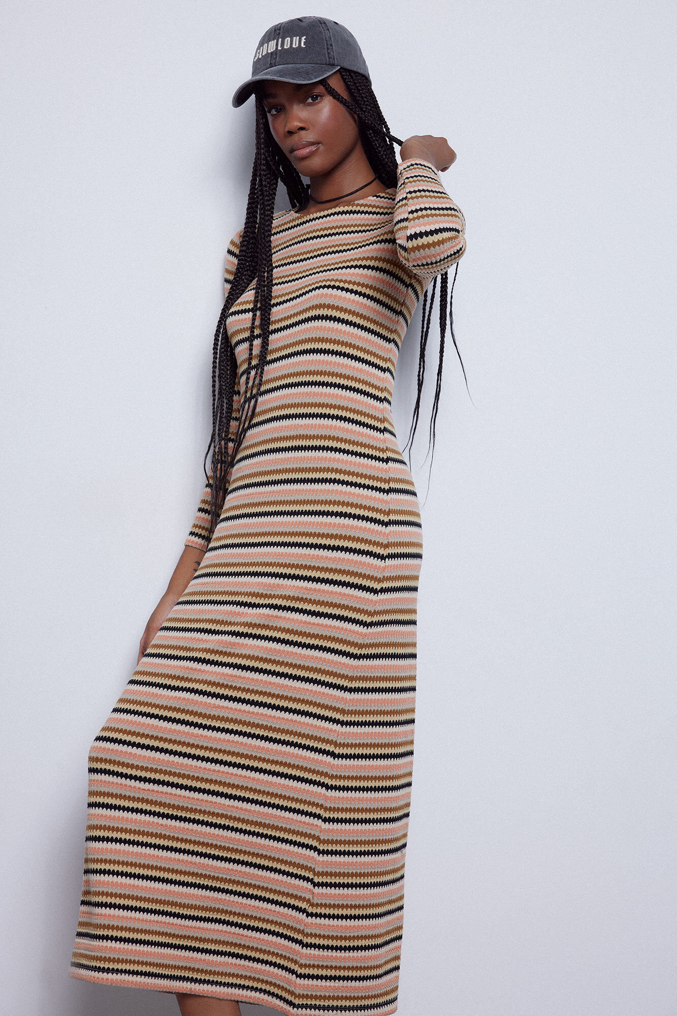 Long jersey knit dress on sale