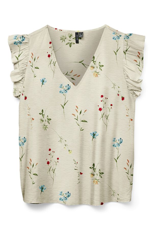 Vero Moda Blusa com folhos nas mangas com decote Tostado