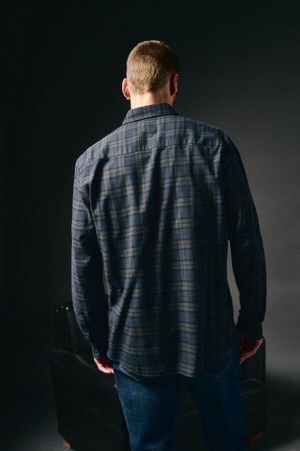 OOTO Camisa cuadros franela Azul marino